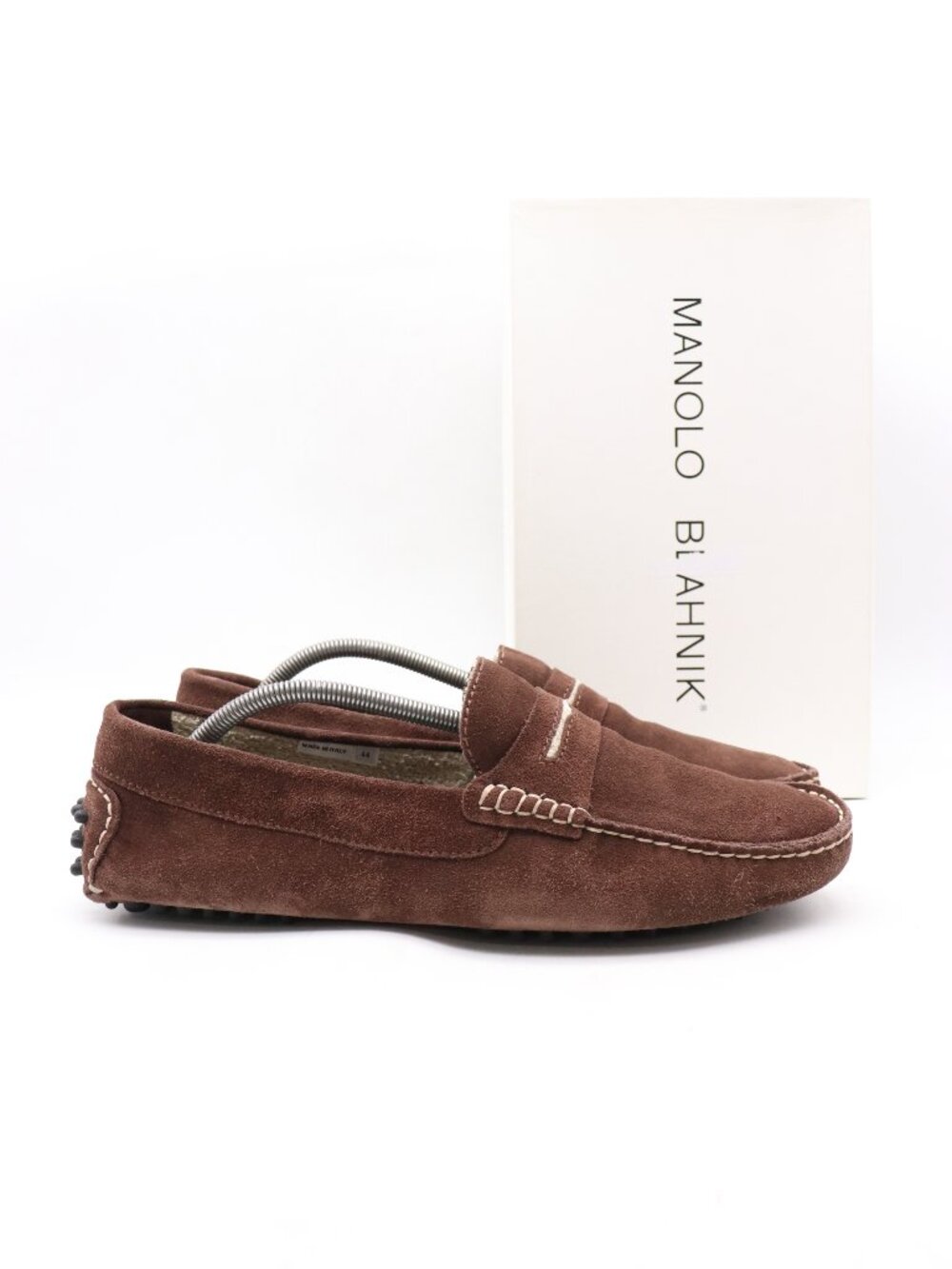 Manolo Blahnik Brown Suede Men's  EU 44 Driving Penny Loafers Flats Italy